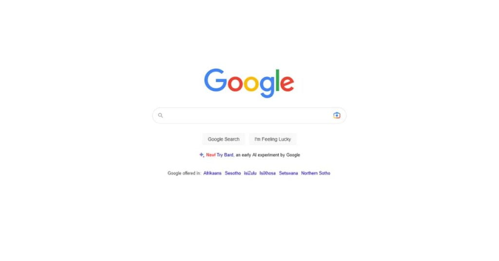 Image of Google homepage