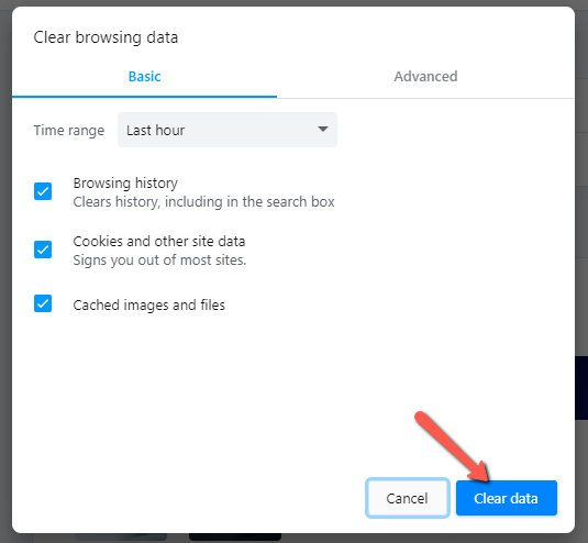 In Opera - click the Clear data button