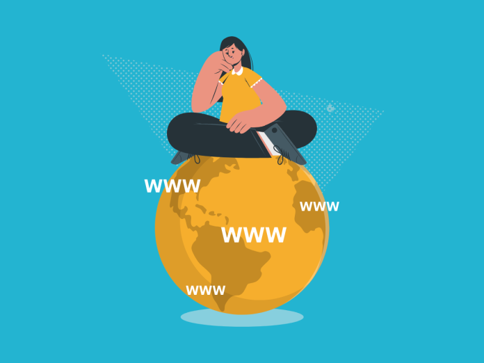 Image of woman sitting on the earth waiting for DNS propagation to complete