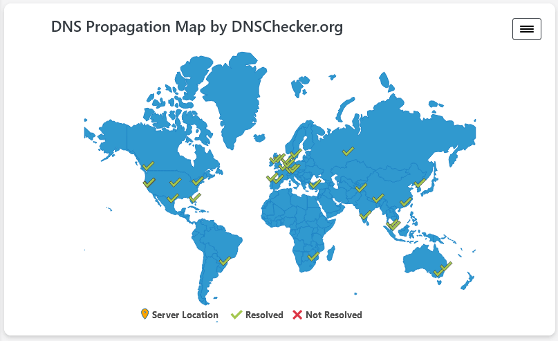 DNS Propagation map by DNSChecker.org