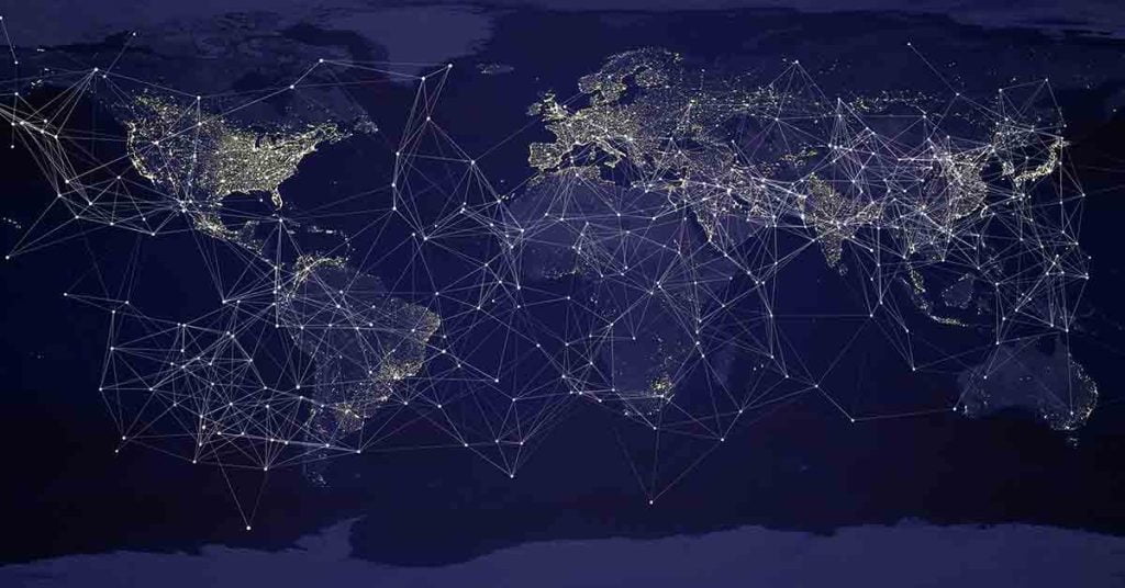 Map of the world showing a CDN network connecting users across the globe