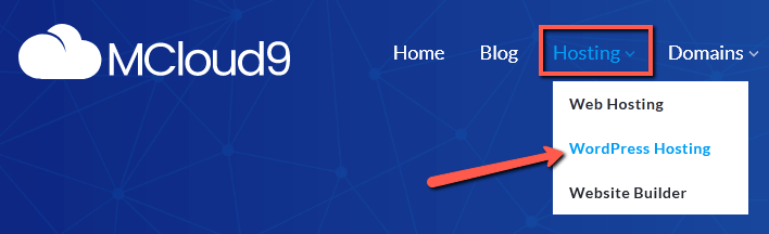 Step 1 - Navigating to MCloud9 WordPress hosting