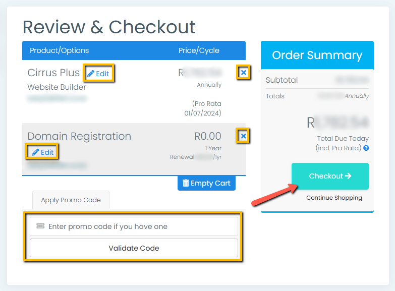 Step 5 - Review and Checkout