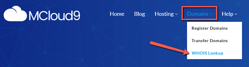 Step 1 - Navigate to the MCloud9 Whois Domain Lookup tool