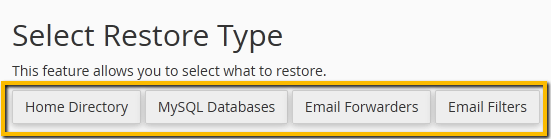 Select the restore type