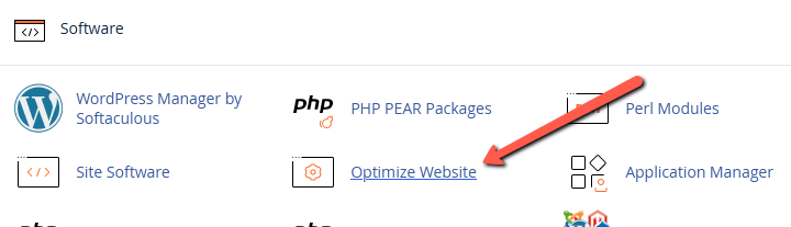 Select optimize website in cPanel