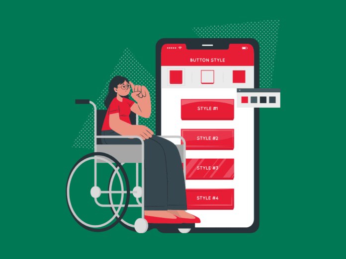 Image of a person in a wheelchair trying to use a website not optimised for web accessibility